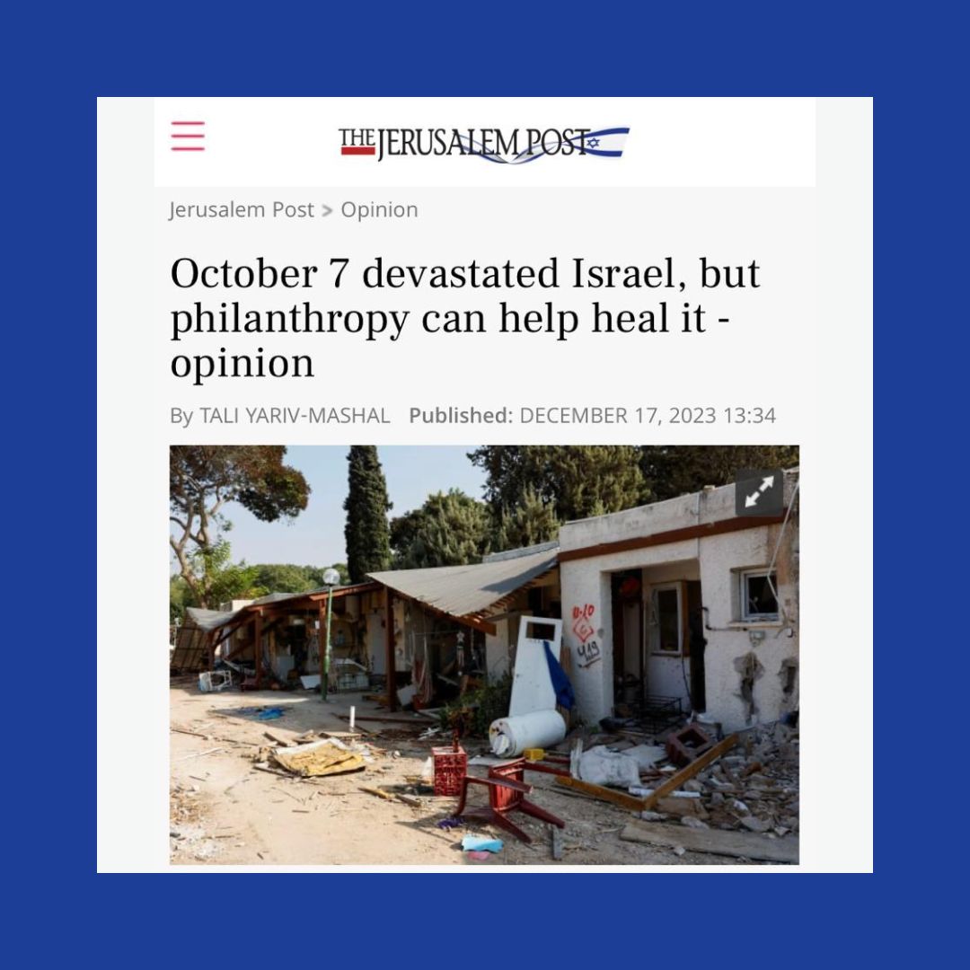 October 7 devastated Israel, but philanthropy can help heal it - opinion | The Jerusalem Post